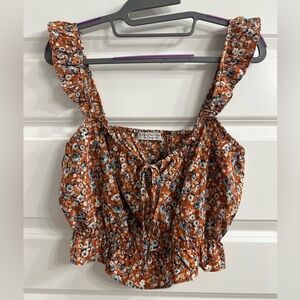 Boutique Cropped Ruffle Top